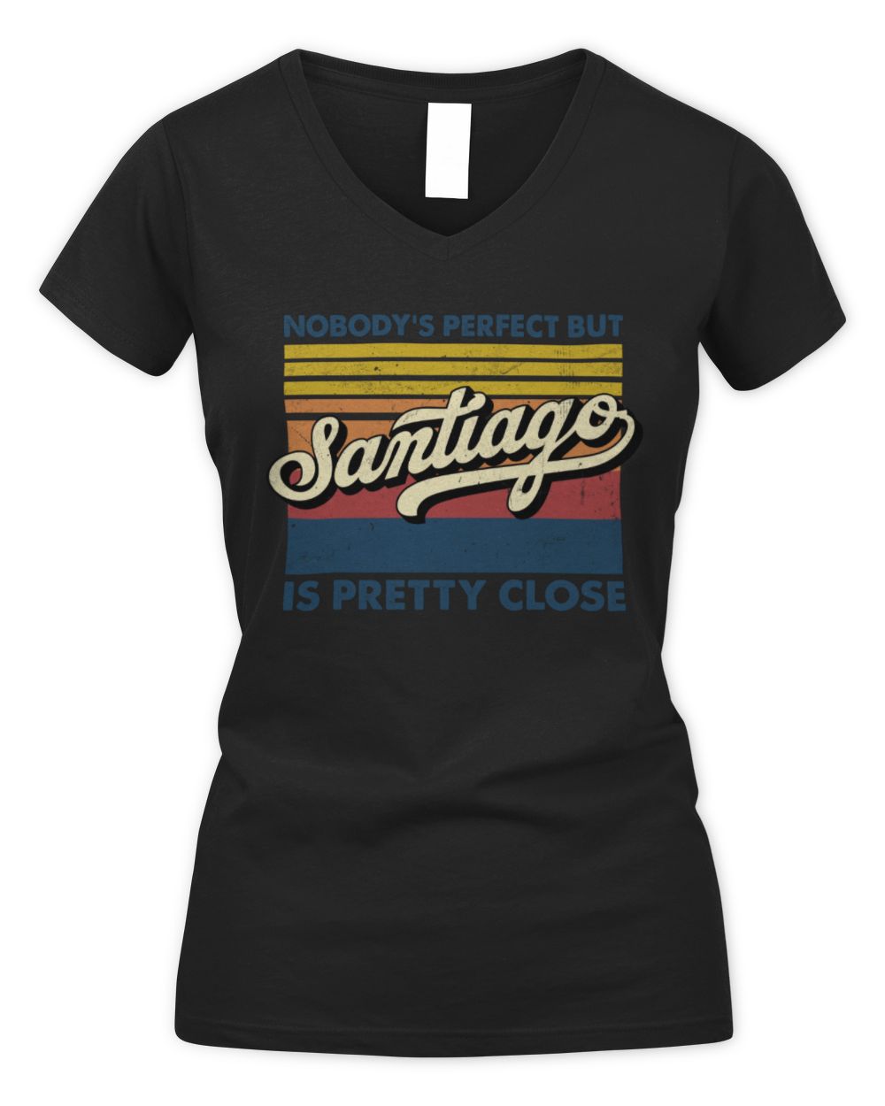 Nobody's Perfect But Your Name Is Pretty Close Retro Shirt SANTIAGO M1-65 / Women's V-Neck T-Shirt / black