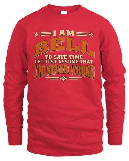 I'm Name Let's Just Assume I'm Never Wrong Retro Shirt BELL M1-64 / Men's Long Sleeved T-Shirt / red
