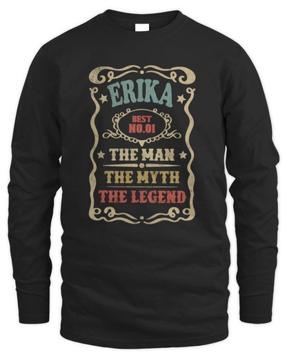 The Man The Myth The Legend Vintage Gold Wine Shirt ERIKA M1-52 / Men's Long Sleeved T-Shirt / black