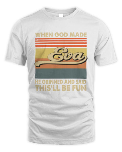 When God Made Your Name He Grinned Vintage T-Shirt EVA M1-55 / Unisex Standard T-Shirt / white
