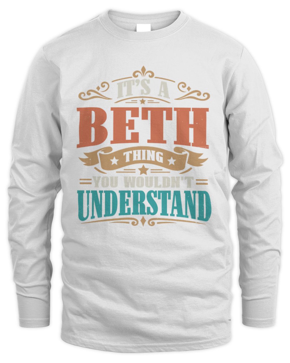 It’s a Name Thing Personalized Retro T-Shirt BETH M1-47 / Men's Long Sleeved T-Shirt / white