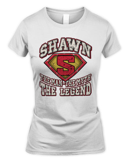 The Man The Myth The Legend Superman Graphic T-Shirt SHAWN M1-74 / Women's Standard T-Shirt / white