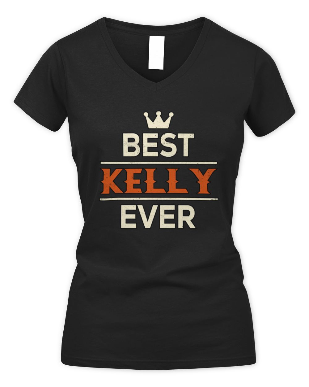 Best Your Name With Crown Shirt KELLY M1-59 / Women's V-Neck T-Shirt / black