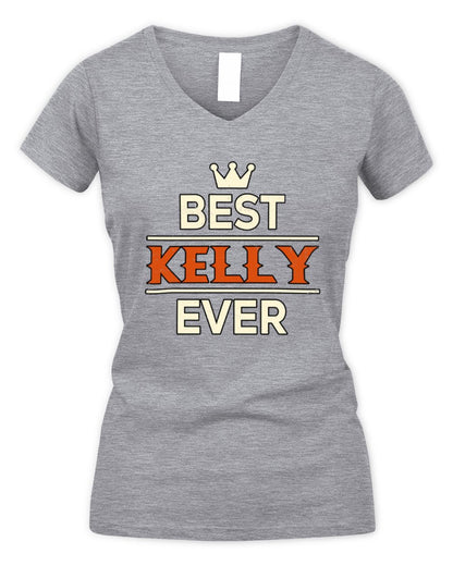 Best Your Name With Crown Shirt KELLY M1-59 / Women's V-Neck T-Shirt / sport grey