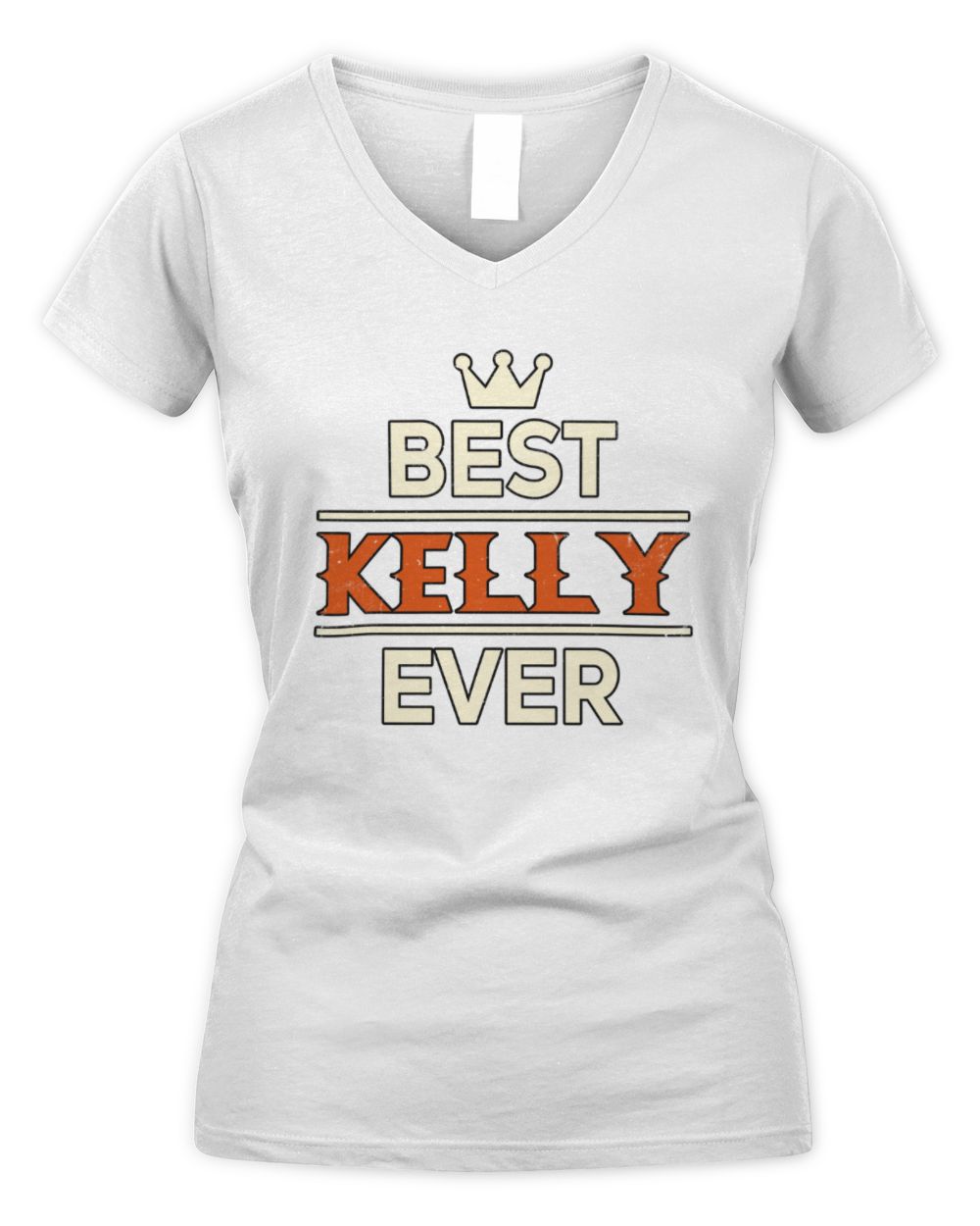 Best Your Name With Crown Shirt KELLY M1-59 / Women's V-Neck T-Shirt / white