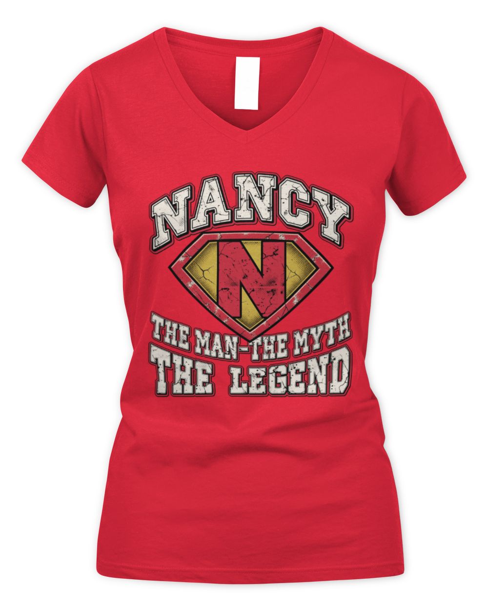 The Man The Myth The Legend Superman Graphic T-Shirt NANCY M1-74 / Women's V-Neck T-Shirt / red