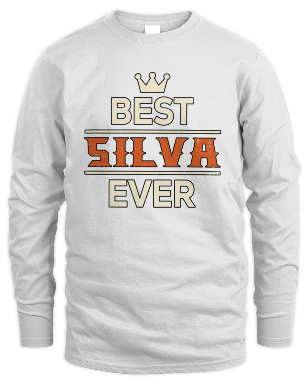 Best Your Name With Crown Shirt SILVA M1-59 / Men's Long Sleeved T-Shirt / white
