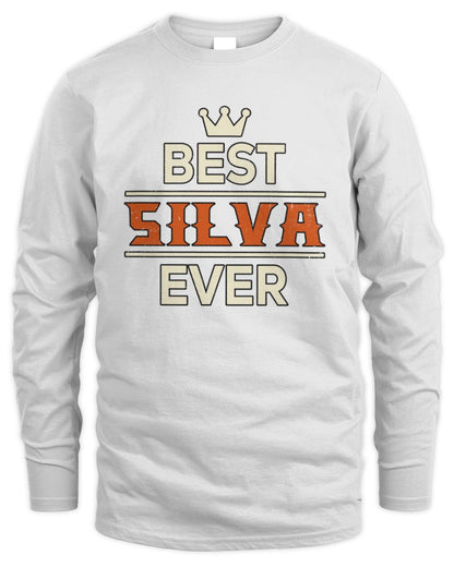Best Your Name With Crown Shirt SILVA M1-59 / Men's Long Sleeved T-Shirt / white