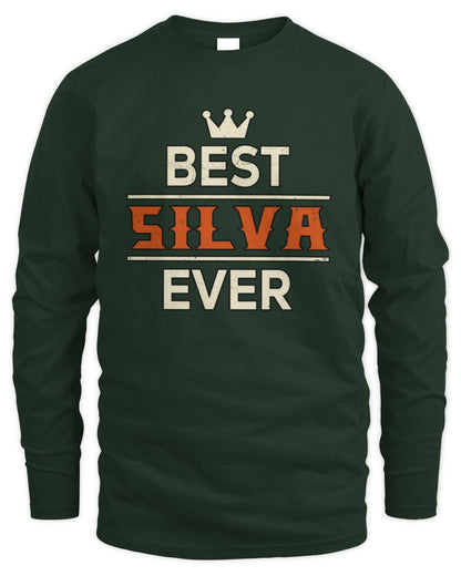 Best Your Name With Crown Shirt SILVA M1-59 / Men's Long Sleeved T-Shirt / forest green
