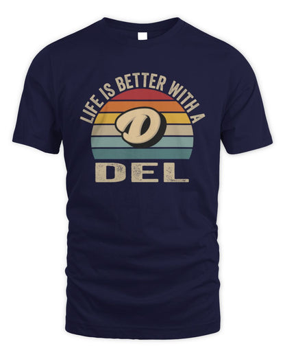 Life Is Better with Name Vintage Sun Shirt DEL M1-50 / Unisex Standard T-Shirt / navy
