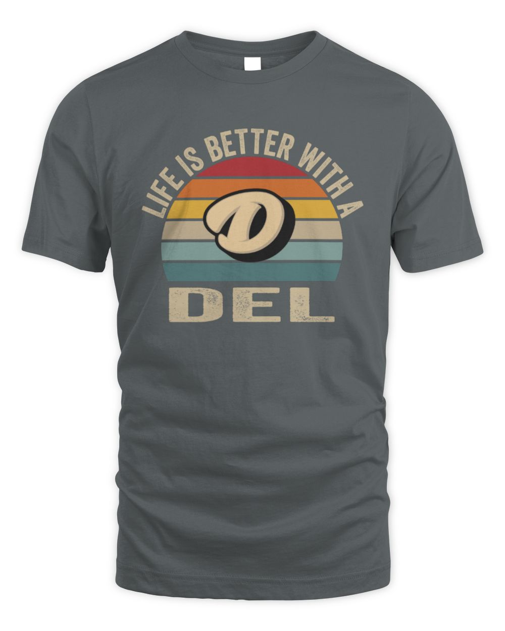 Life Is Better with Name Vintage Sun Shirt DEL M1-50 / Unisex Standard T-Shirt / charcoal