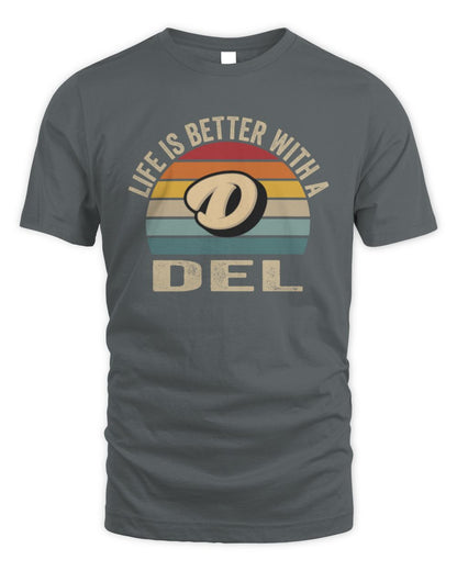 Life Is Better with Name Vintage Sun Shirt DEL M1-50 / Unisex Standard T-Shirt / charcoal