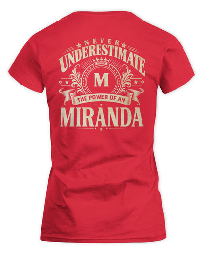 Never Underestimate Your Name Luxury Logo Shirt MIRANDA M1-63 / Women's Standard T-Shirt / red