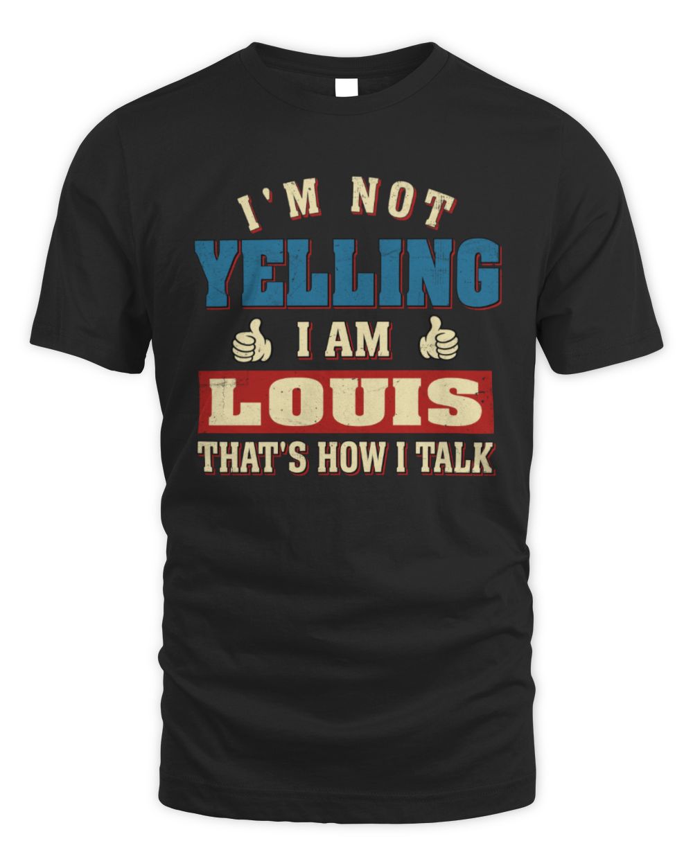 I'm Not Yelling I'm Name That's How I Talk Shirt LOUIS M1-67 / Unisex Standard T-Shirt / black