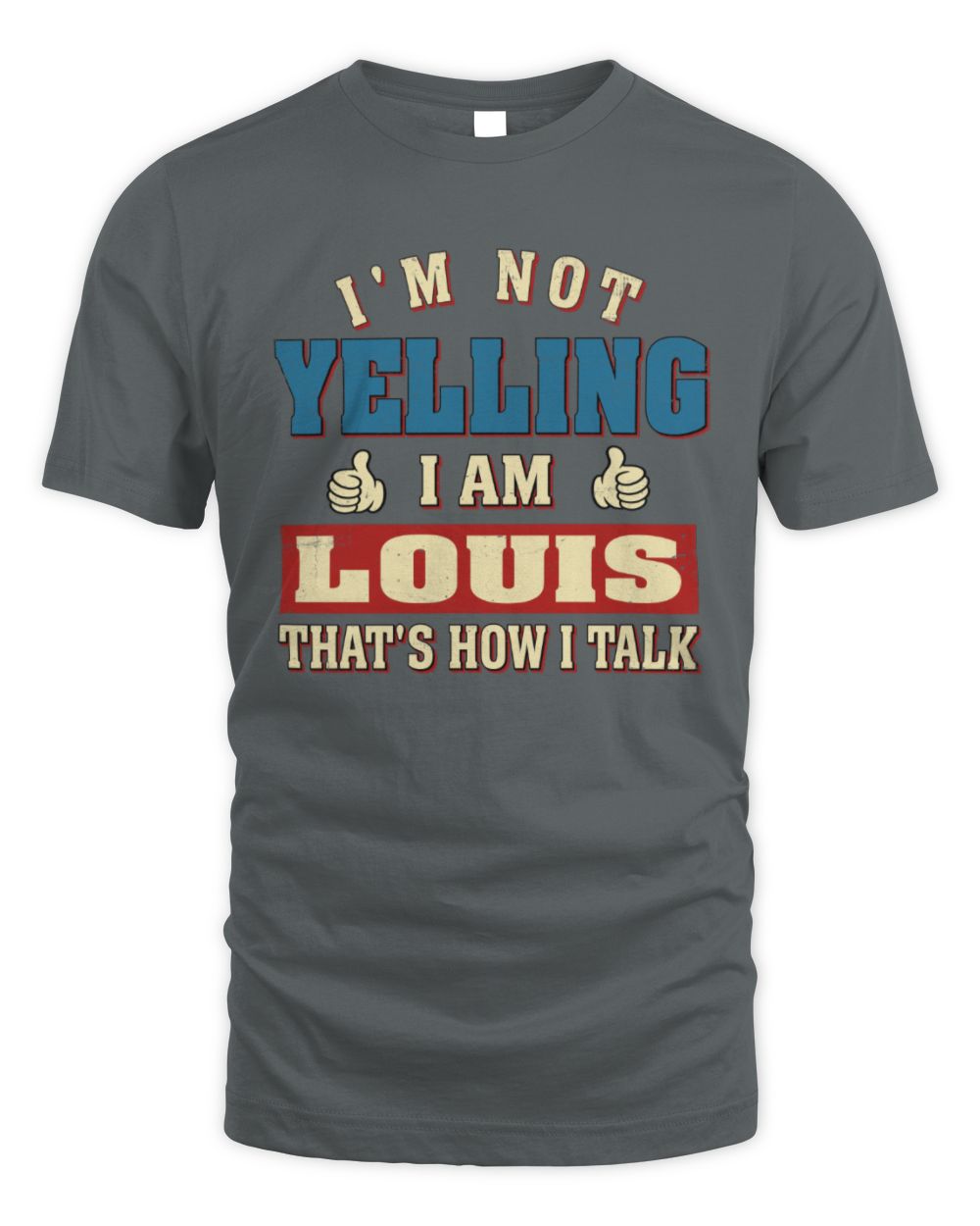I'm Not Yelling I'm Name That's How I Talk Shirt LOUIS M1-67 / Unisex Standard T-Shirt / charcoal