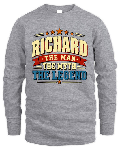 The Man The Myth The Legend Ribbon Vintage T-Shirt RICHARD M1-56 / Men's Long Sleeved T-Shirt / sport grey