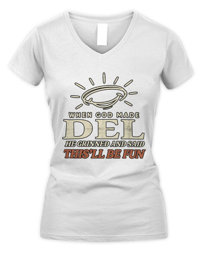When God Made Your Name Funny Western T-Shirt T-Shirt DEL M1-S82 / Women's V-Neck T-Shirt / white