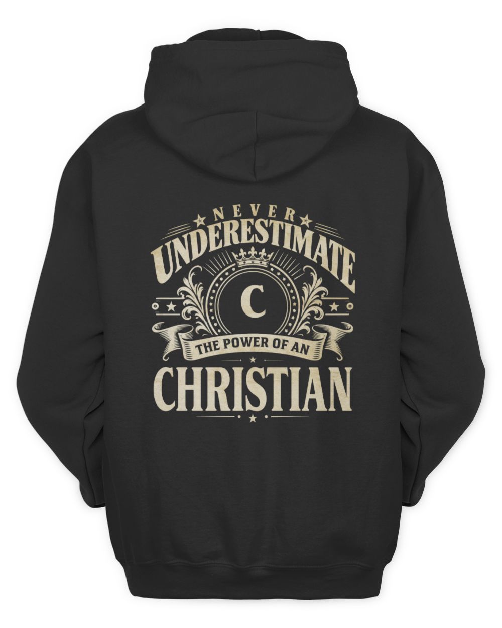 Never Underestimate Your Name Luxury Logo Shirt CHRISTIAN M1-63 / Unisex Hoodie / black