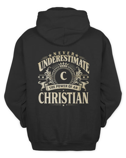 Never Underestimate Your Name Luxury Logo Shirt CHRISTIAN M1-63 / Unisex Hoodie / black