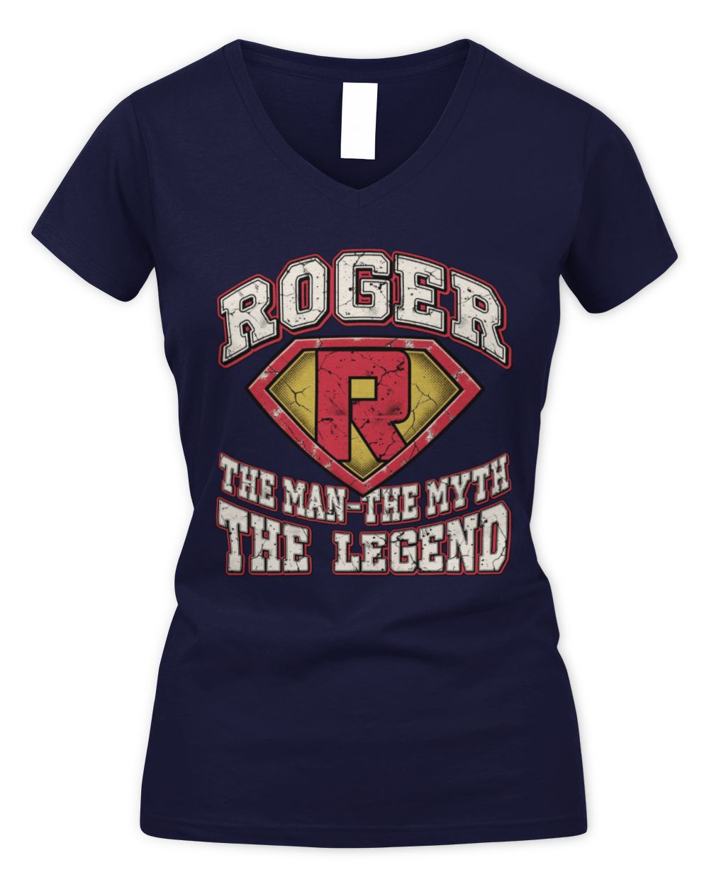 The Man The Myth The Legend Superman Graphic T-Shirt ROGER M1-74 / Women's V-Neck T-Shirt / navy