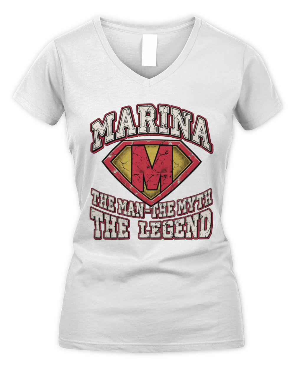 The Man The Myth The Legend Superman Graphic T-Shirt MARINA M1-74 / Women's V-Neck T-Shirt / white