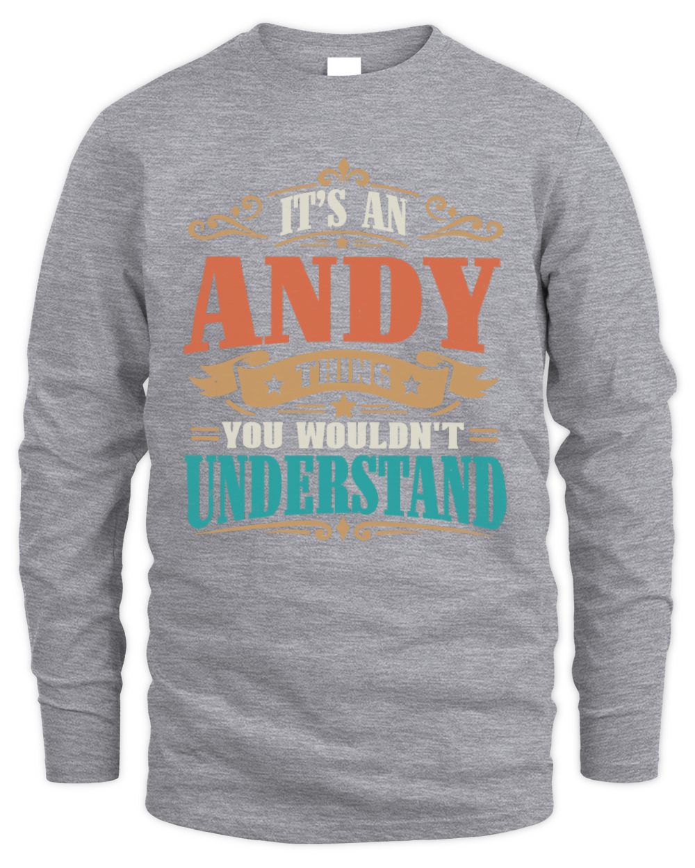 It’s a Name Thing Personalized Retro T-Shirt ANDY M1-47 / Men's Long Sleeved T-Shirt / sport grey