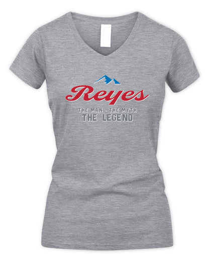The Man The Myth The Legend Coors Light Beer T-Shirt REYES M1-S84 / Women's V-Neck T-Shirt / sport grey