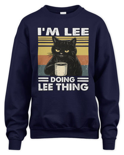 I'm Name Doing Name Thing Grumpy Black Cat Shirt LEE M1-79 / Unisex Sweatshirt / navy