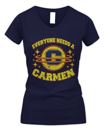 Everyone Needs a Your Name Shirt CARMEN M1-76 / Women's V-Neck T-Shirt / navy