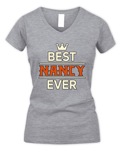 Best Your Name With Crown Shirt NANCY M1-59 / Women's V-Neck T-Shirt / sport grey