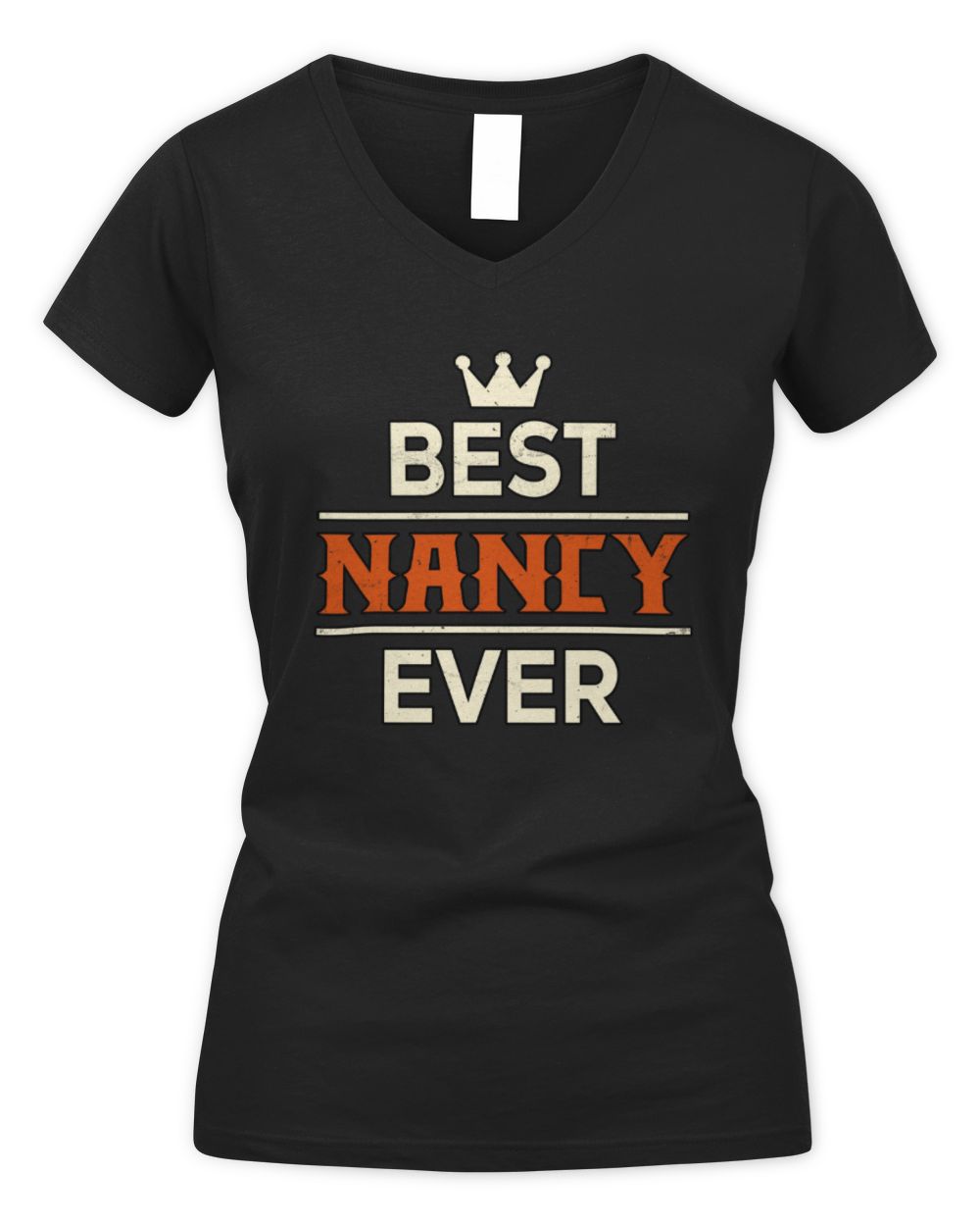 Best Your Name With Crown Shirt NANCY M1-59 / Women's V-Neck T-Shirt / black