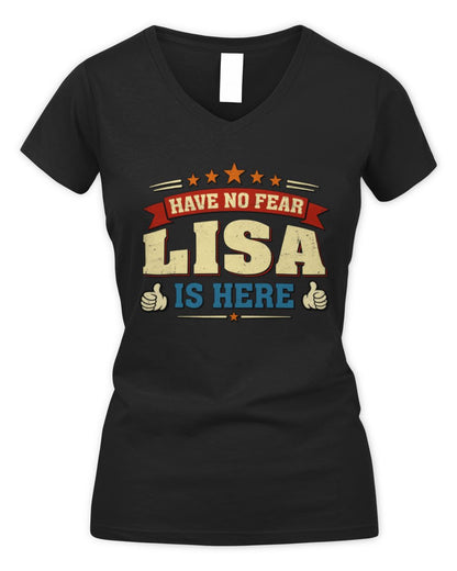 Have No Fear Your Name Is Here Cool Graphic T-Shirt LISA M1-71 / Women's V-Neck T-Shirt / black