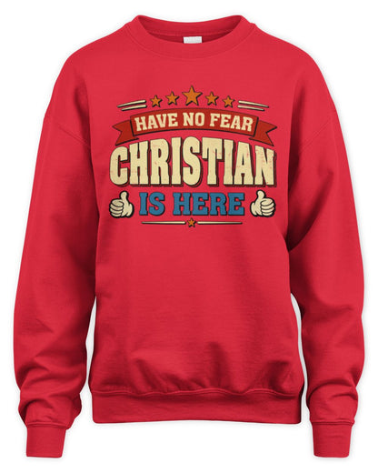 Have No Fear Your Name Is Here Cool Graphic T-Shirt CHRISTIAN M1-71 / Unisex Sweatshirt / red