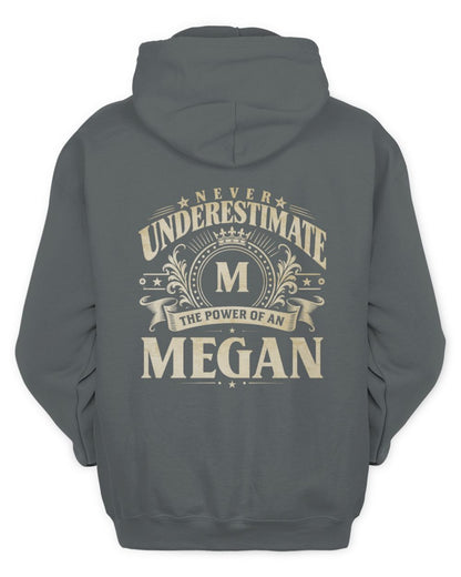 Never Underestimate Your Name Luxury Logo Shirt MEGAN M1-63 / Unisex Hoodie / charcoal