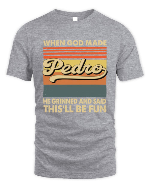 When God Made Your Name He Grinned Vintage T-Shirt PEDRO M1-55 / Unisex Standard T-Shirt / sport grey
