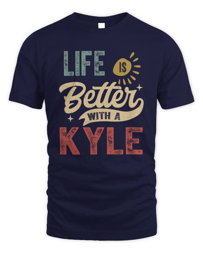 Life Is Better With a Name Personalized Retro T-Shirt KYLE-48 / Unisex Standard T-Shirt / navy