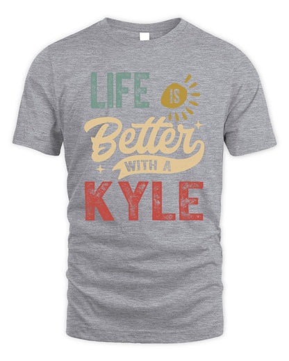 Life Is Better With a Name Personalized Retro T-Shirt KYLE-48 / Unisex Standard T-Shirt / sport grey