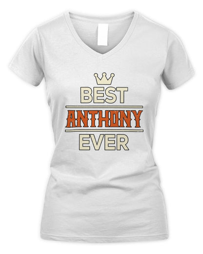 Best Your Name With Crown Shirt ANTHONY M1-59 / Women's V-Neck T-Shirt / white