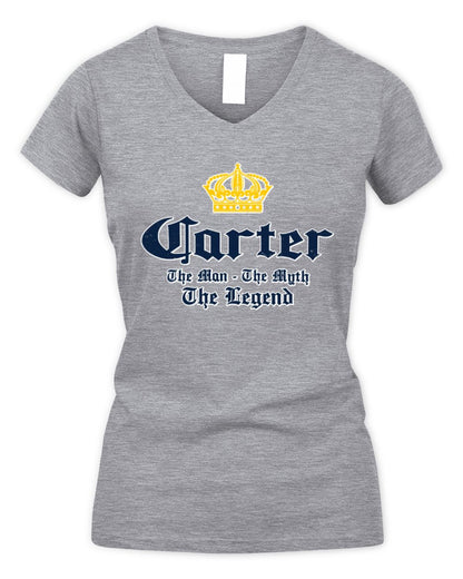 The Man The Myth The Legend Corona Beer T-Shirt CARTER M1-S83 / Women's V-Neck T-Shirt / sport grey