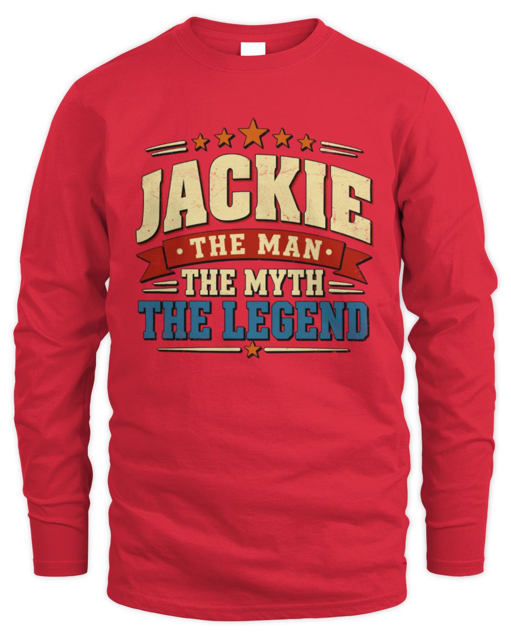 The Man The Myth The Legend Ribbon Vintage T-Shirt JACKIE M1-56 / Men's Long Sleeved T-Shirt / red