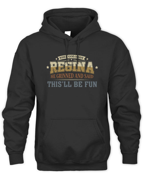 When God Made Your Name Funny Heritage T-Shirt REGINA M1-80 / Unisex Hoodie / black