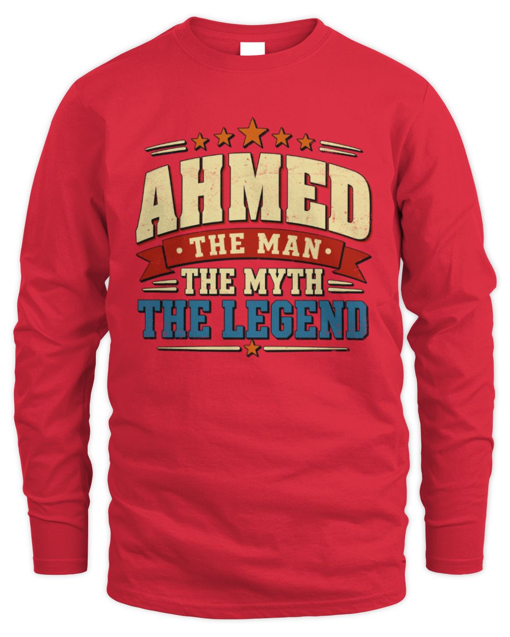 The Man The Myth The Legend Ribbon Vintage T-Shirt AHMED M1-56 / Men's Long Sleeved T-Shirt / red