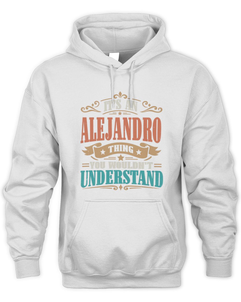 It’s a Name Thing Personalized Retro T-Shirt ALEJANDRO M1-47 / Unisex Hoodie / white