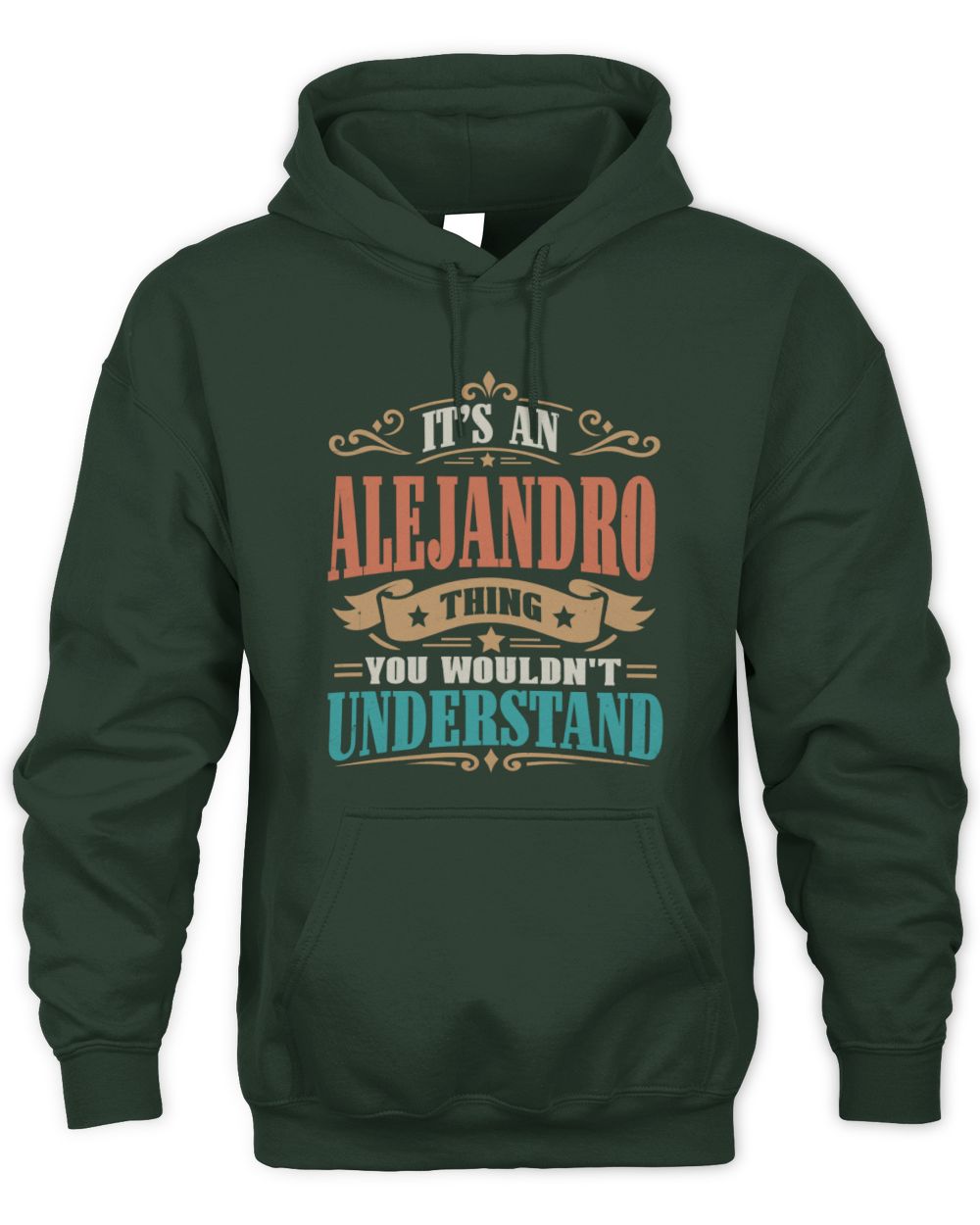 It’s a Name Thing Personalized Retro T-Shirt ALEJANDRO M1-47 / Unisex Hoodie / forest green