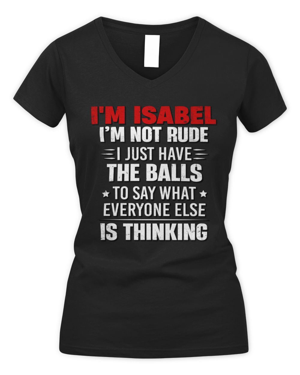 I'm Name I'm Not Rude I Just Have The Balls Funny T-Shirt ISABEL M1-46 / Women's V-Neck T-Shirt / black