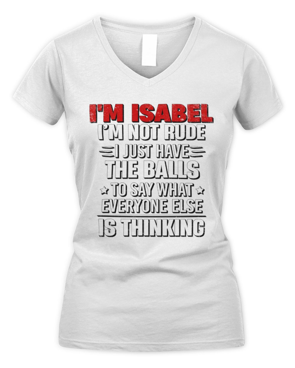 I'm Name I'm Not Rude I Just Have The Balls Funny T-Shirt ISABEL M1-46 / Women's V-Neck T-Shirt / white
