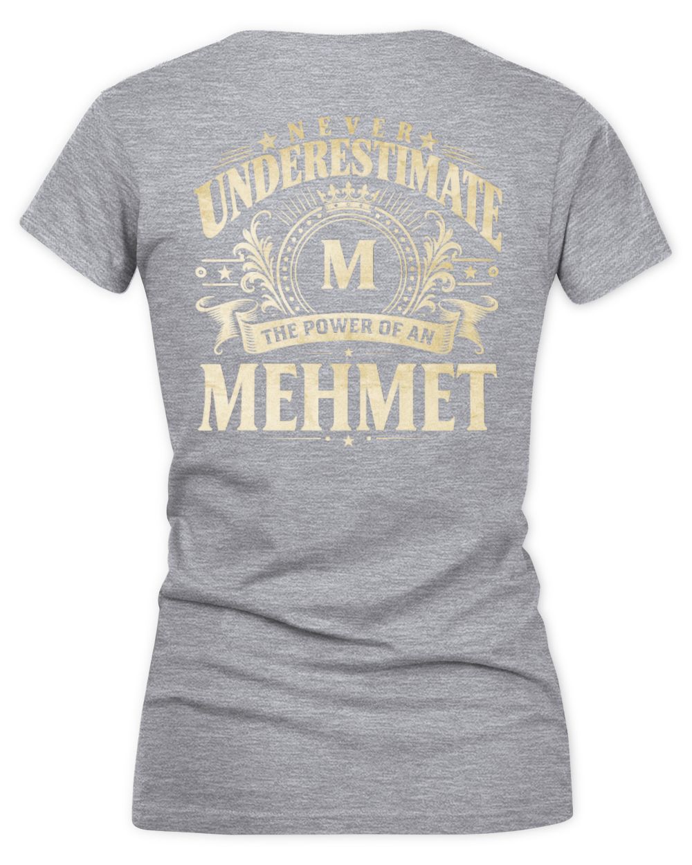 Never Underestimate Your Name Luxury Logo Shirt MEHMET M1-63 / Women's V-Neck T-Shirt / sport grey