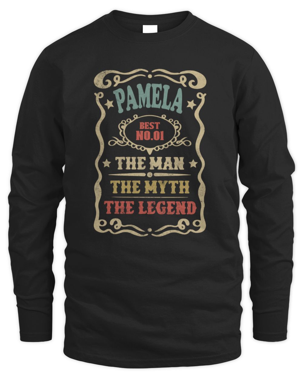 The Man The Myth The Legend Vintage Gold Wine Shirt PAMELA M1-52 / Men's Long Sleeved T-Shirt / black