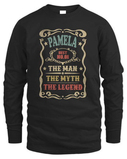 The Man The Myth The Legend Vintage Gold Wine Shirt PAMELA M1-52 / Men's Long Sleeved T-Shirt / black