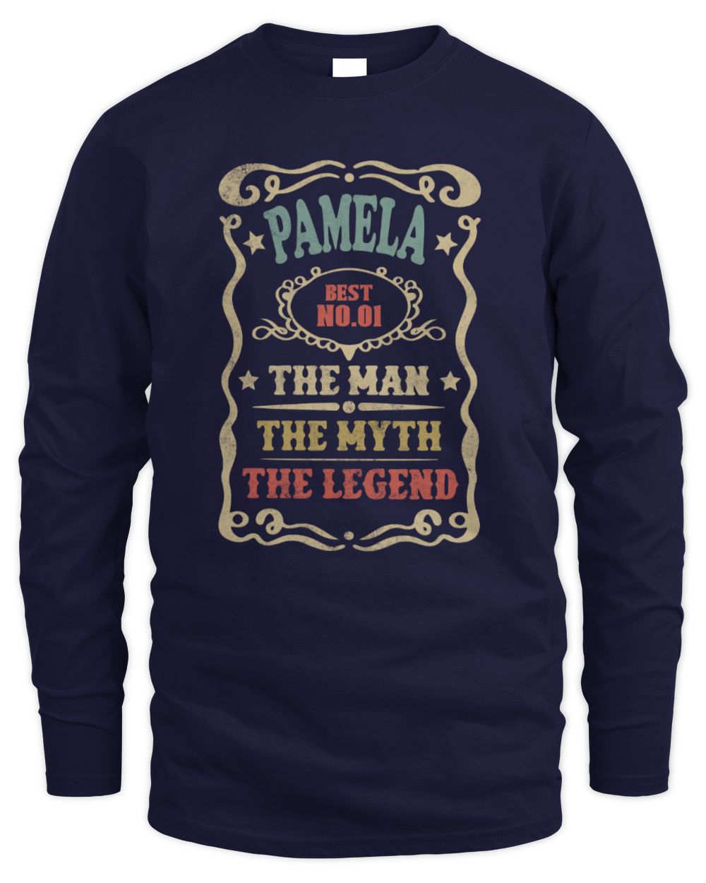 The Man The Myth The Legend Vintage Gold Wine Shirt PAMELA M1-52 / Men's Long Sleeved T-Shirt / navy